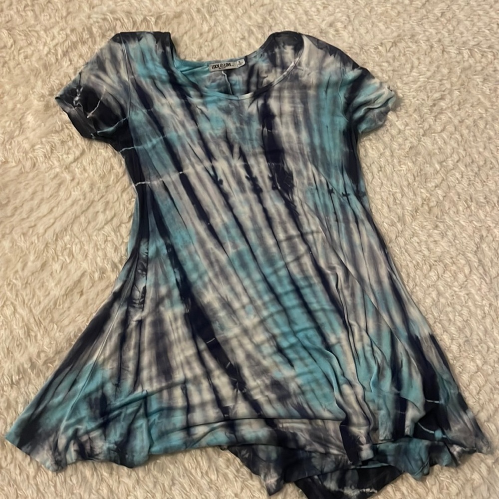 blue tie dye dress